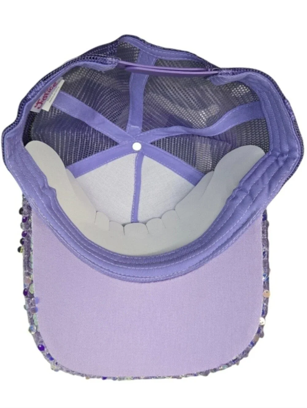 Justice Girl's Velvet Sequins Baseball Hat in Purple, One Size Snapback NWT!